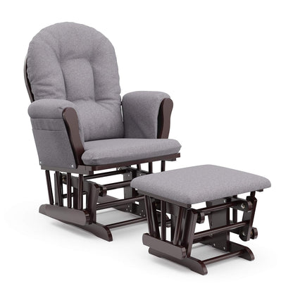 Premium Hoop Glider & Ottoman, Espresso/Gray Swirl - Colors B