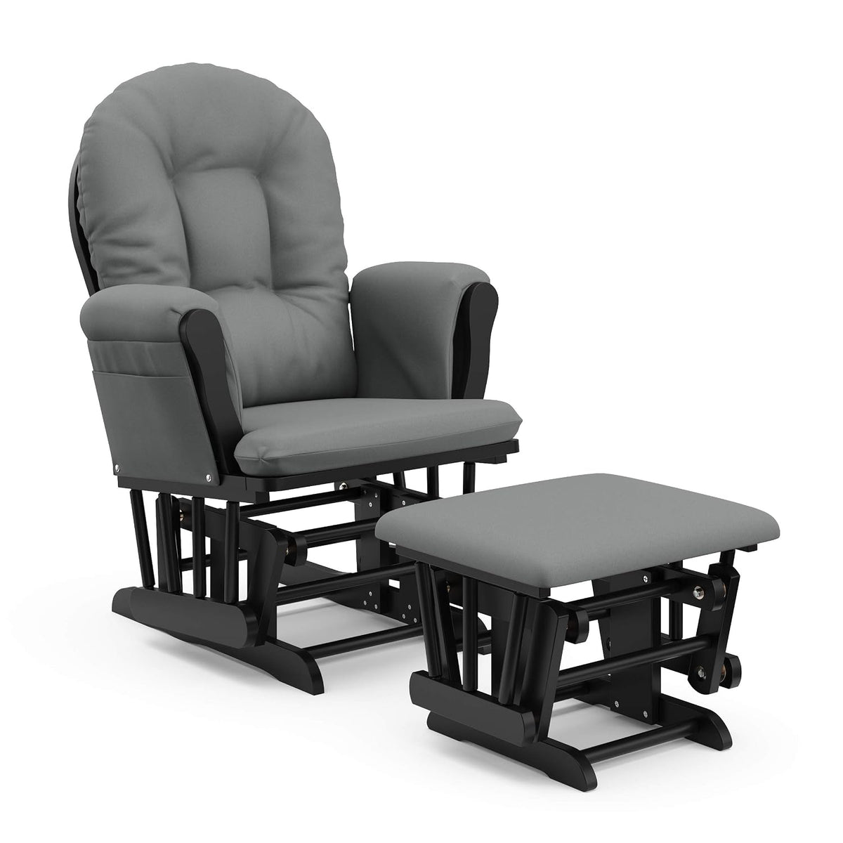 Premium Hoop Glider & Ottoman, Espresso/Gray Swirl - Colors B