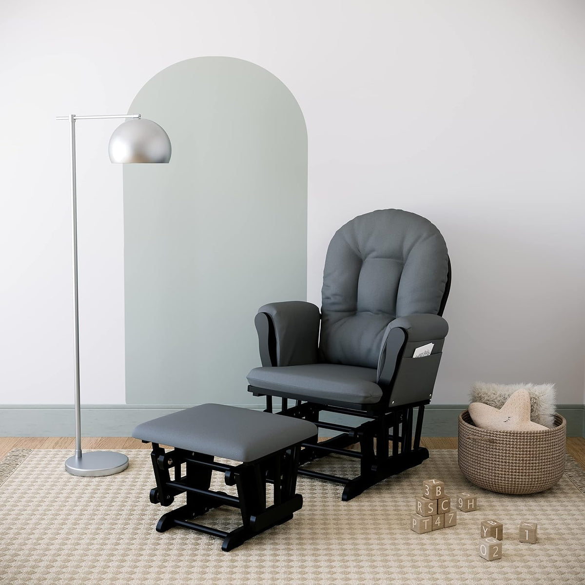 Premium Hoop Glider & Ottoman, Espresso/Gray Swirl - Colors B
