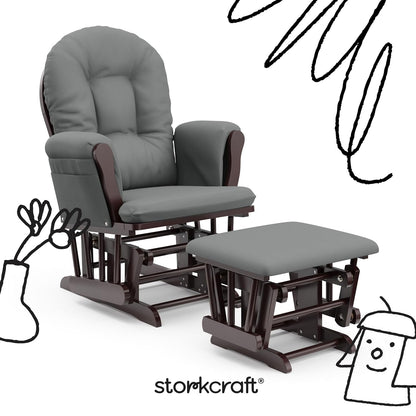 Premium Hoop Glider & Ottoman, Espresso/Gray Swirl - Colors B