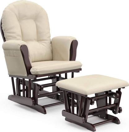 Premium Hoop Glider & Ottoman, Espresso/Gray Swirl - Colors B