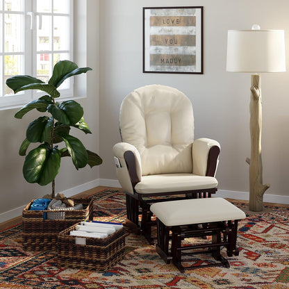 Premium Hoop Glider & Ottoman, Espresso/Gray Swirl - Colors B