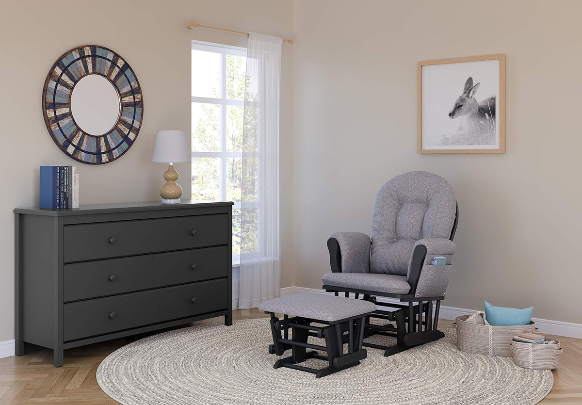 Premium Hoop Glider & Ottoman, Espresso/Gray Swirl - Colors B