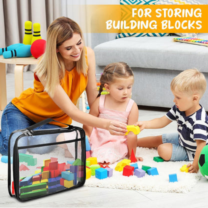 8 Packs Toy Storage Bags with Zipper, Clear PVC Organizing Bags, Reusable Toy Storage Organizer with Portable Handle, Travel Waterproof Organizer Bags for Building Blocks, Puzzle, Toys and Books