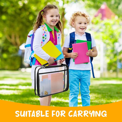 8 Packs Toy Storage Bags with Zipper, Clear PVC Organizing Bags, Reusable Toy Storage Organizer with Portable Handle, Travel Waterproof Organizer Bags for Building Blocks, Puzzle, Toys and Books