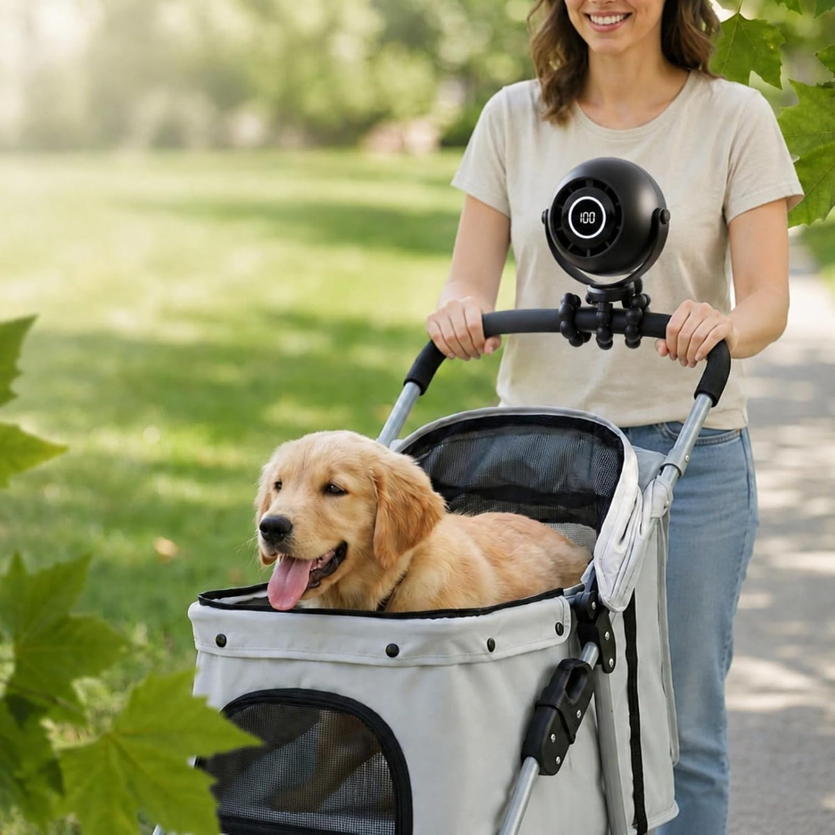 Portable Stroller Fan with Flexible Tripod, Pinch-Proof for Baby & Pets