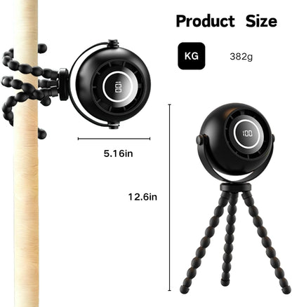 Portable Stroller Fan with Flexible Tripod, Pinch-Proof for Baby & Pets