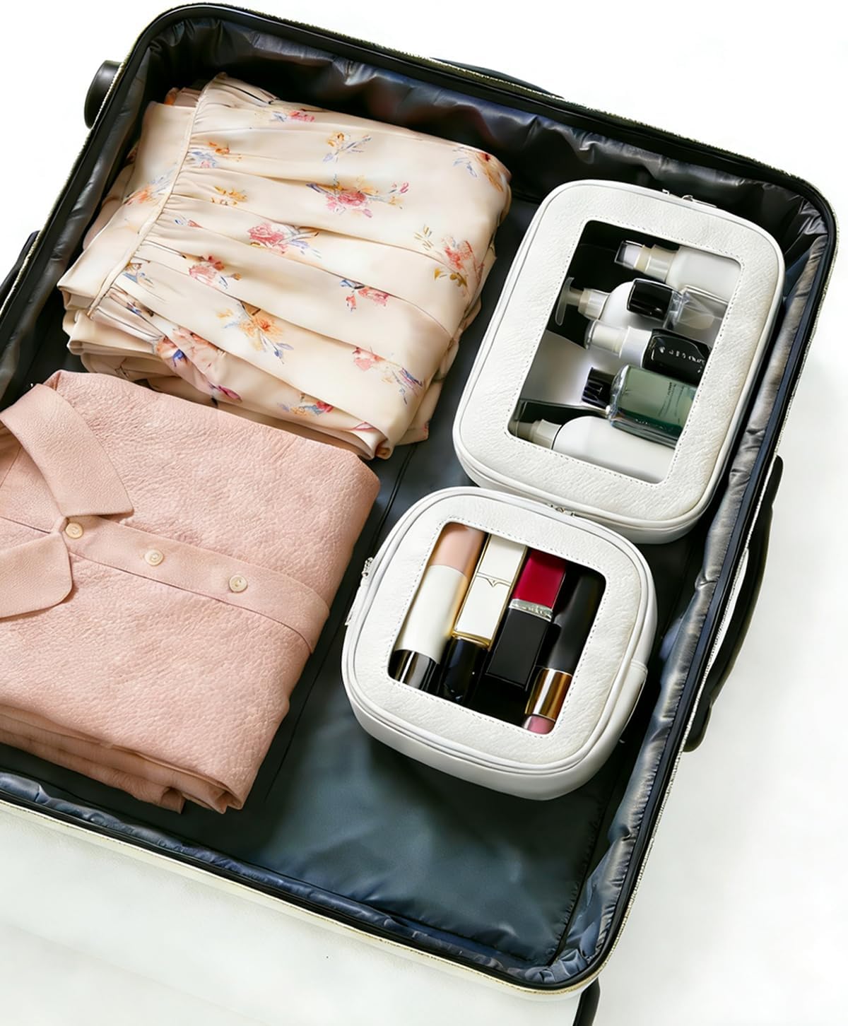 Diaper Bag Organizer Pouch Set, Waterproof Travel Clear Makeup Bag Set for Women Small Toiletry Bag Travel Packing Organizer Bags Cosmetic Case with Zipper Compact Car Organizer Bag