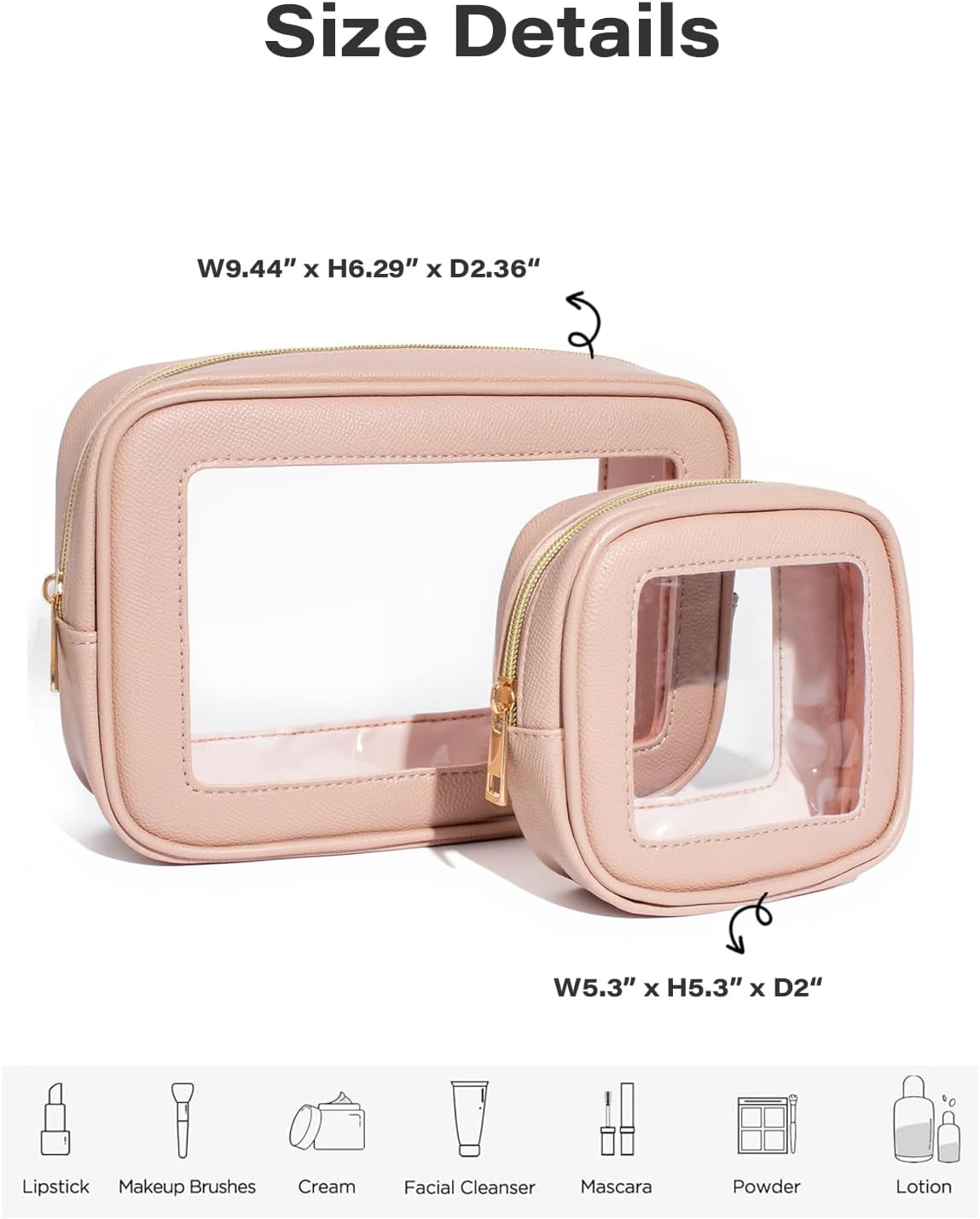 Diaper Bag Organizer Pouch Set, Waterproof Travel Clear Makeup Bag Set for Women Small Toiletry Bag Travel Packing Organizer Bags Cosmetic Case with Zipper Compact Car Organizer Bag