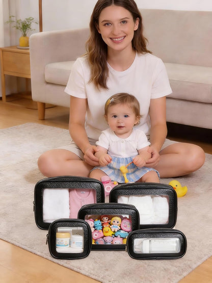 Diaper Bag Organizer Pouch Set, Waterproof Travel Clear Makeup Bag Set for Women Small Toiletry Bag Travel Packing Organizer Bags Cosmetic Case with Zipper Compact Car Organizer Bag