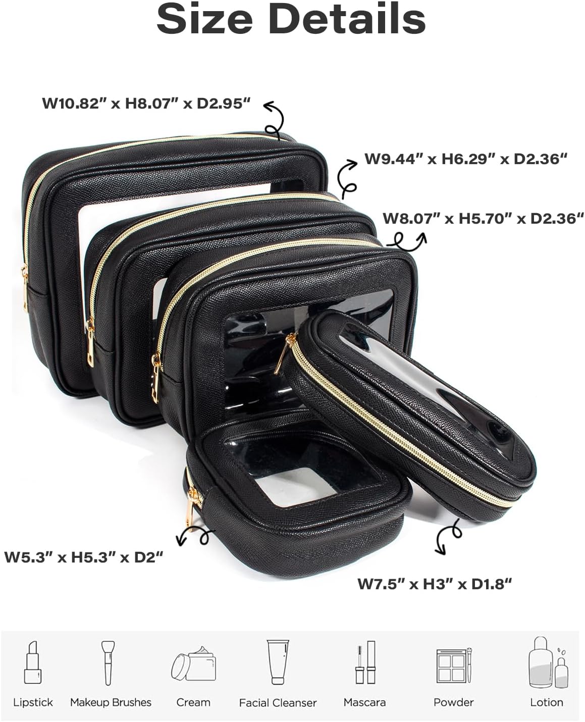 Diaper Bag Organizer Pouch Set, Waterproof Travel Clear Makeup Bag Set for Women Small Toiletry Bag Travel Packing Organizer Bags Cosmetic Case with Zipper Compact Car Organizer Bag