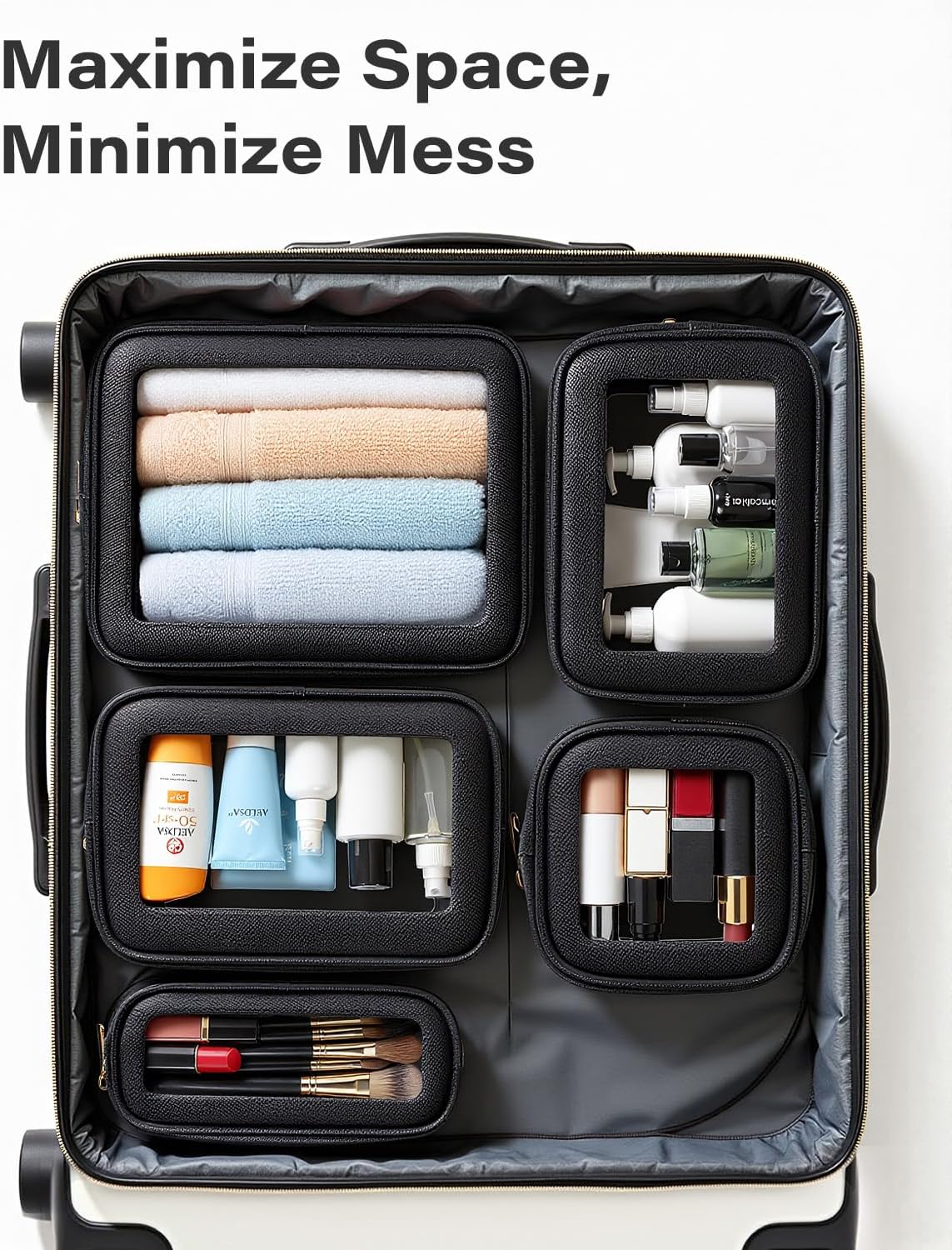 Diaper Bag Organizer Pouch Set, Waterproof Travel Clear Makeup Bag Set for Women Small Toiletry Bag Travel Packing Organizer Bags Cosmetic Case with Zipper Compact Car Organizer Bag