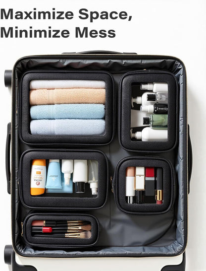Diaper Bag Organizer Pouch Set, Waterproof Travel Clear Makeup Bag Set for Women Small Toiletry Bag Travel Packing Organizer Bags Cosmetic Case with Zipper Compact Car Organizer Bag
