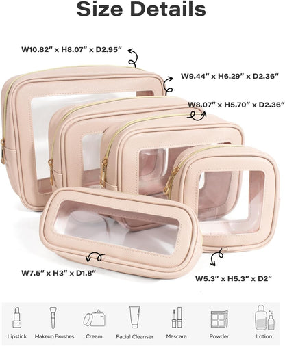 Diaper Bag Organizer Pouch Set, Waterproof Travel Clear Makeup Bag Set for Women Small Toiletry Bag Travel Packing Organizer Bags Cosmetic Case with Zipper Compact Car Organizer Bag