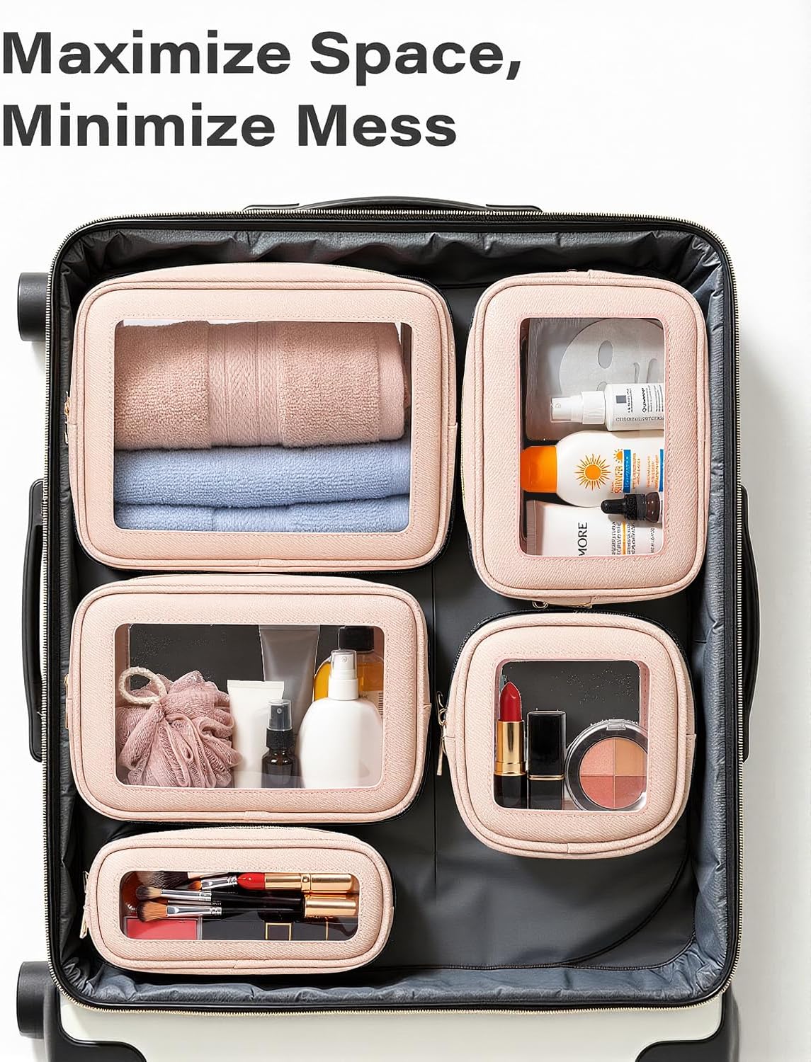 Diaper Bag Organizer Pouch Set, Waterproof Travel Clear Makeup Bag Set for Women Small Toiletry Bag Travel Packing Organizer Bags Cosmetic Case with Zipper Compact Car Organizer Bag