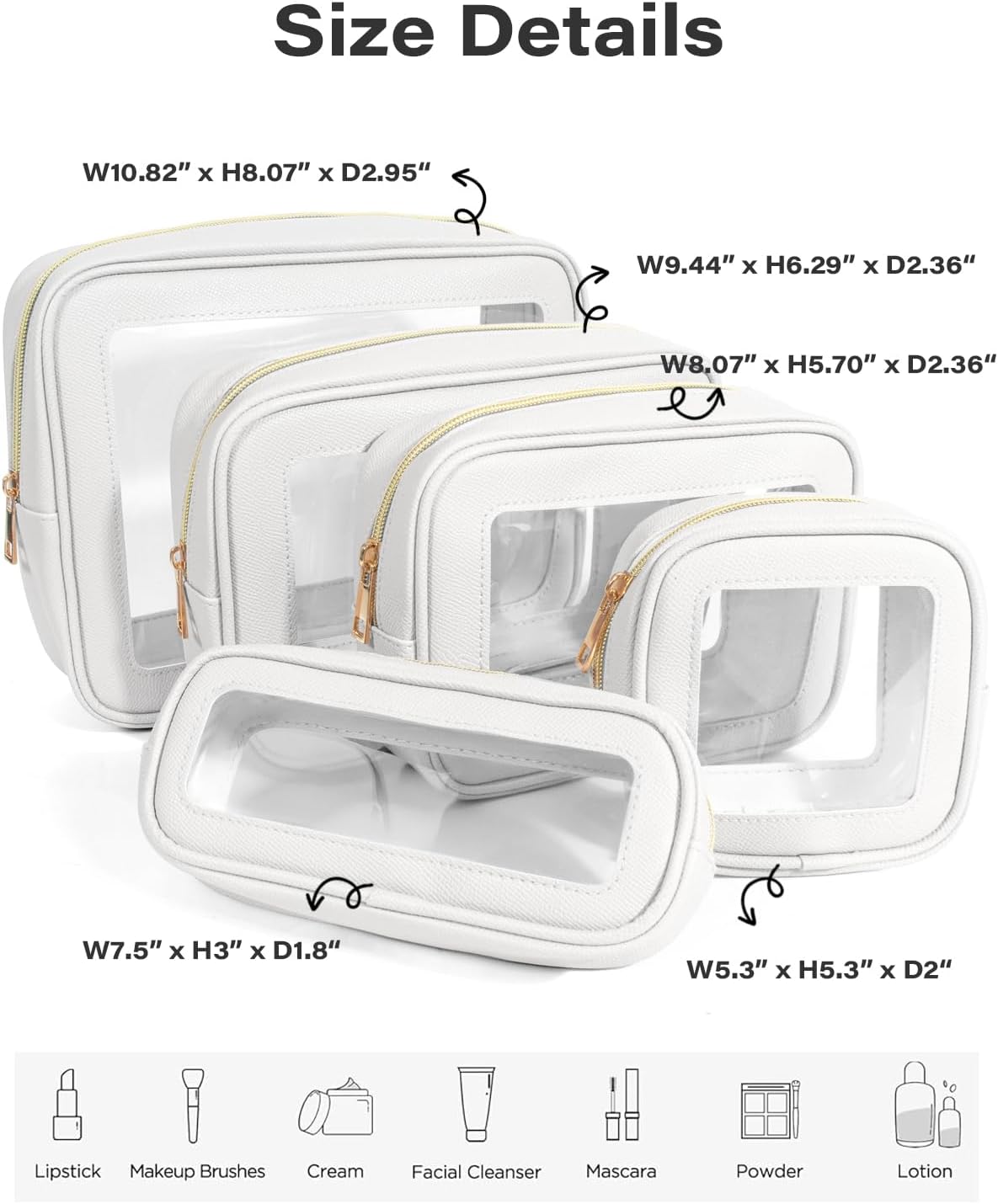 Diaper Bag Organizer Pouch Set, Waterproof Travel Clear Makeup Bag Set for Women Small Toiletry Bag Travel Packing Organizer Bags Cosmetic Case with Zipper Compact Car Organizer Bag