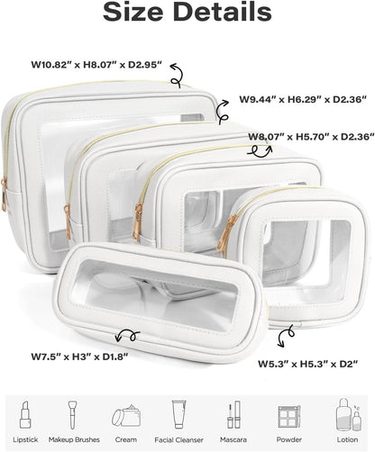 Diaper Bag Organizer Pouch Set, Waterproof Travel Clear Makeup Bag Set for Women Small Toiletry Bag Travel Packing Organizer Bags Cosmetic Case with Zipper Compact Car Organizer Bag