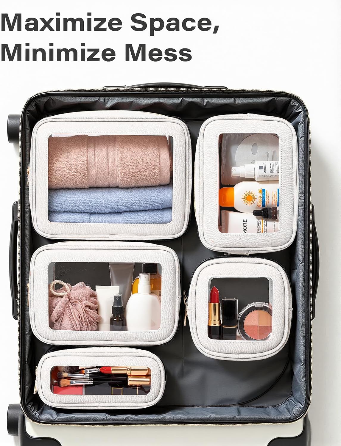 Diaper Bag Organizer Pouch Set, Waterproof Travel Clear Makeup Bag Set for Women Small Toiletry Bag Travel Packing Organizer Bags Cosmetic Case with Zipper Compact Car Organizer Bag