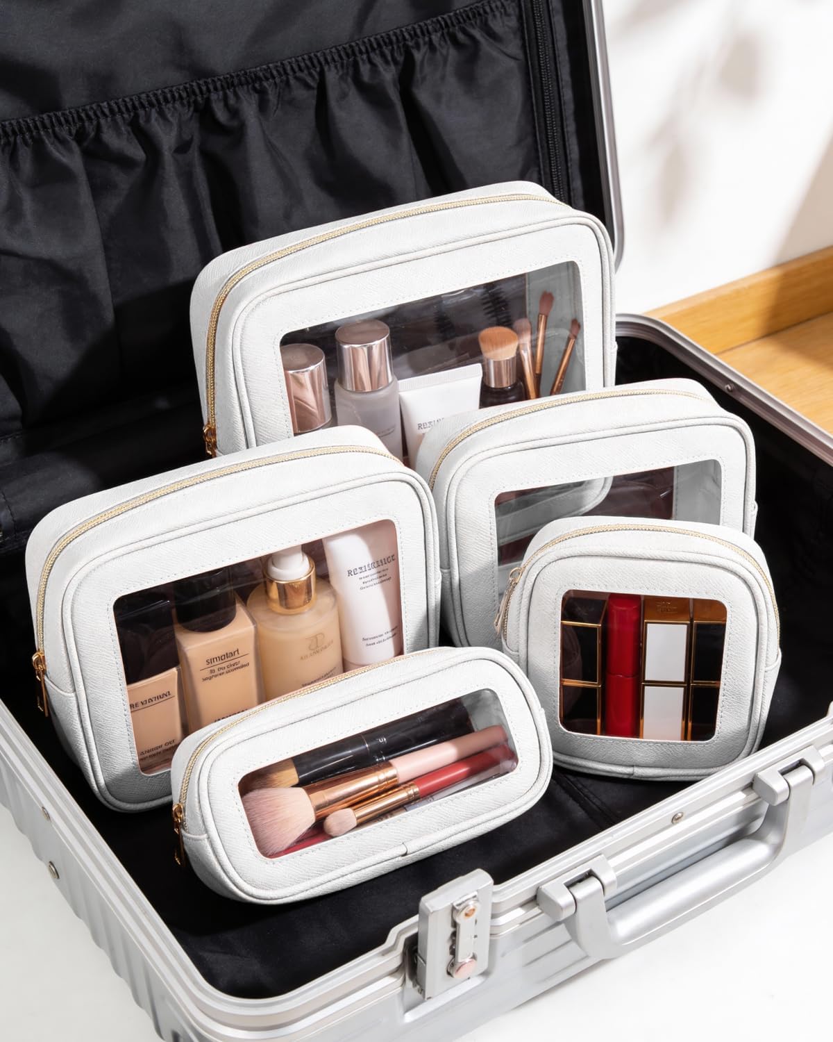 Diaper Bag Organizer Pouch Set, Waterproof Travel Clear Makeup Bag Set for Women Small Toiletry Bag Travel Packing Organizer Bags Cosmetic Case with Zipper Compact Car Organizer Bag