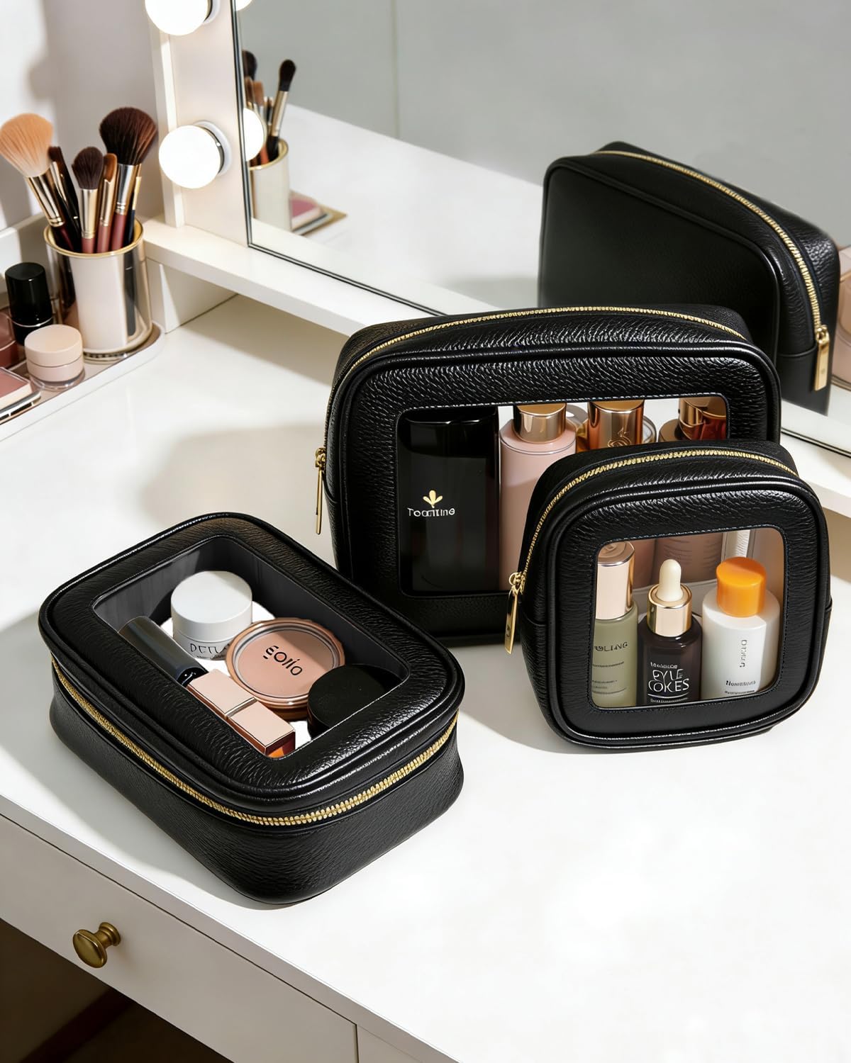 Diaper Bag Organizer Pouch Set, Waterproof Travel Clear Makeup Bag Set for Women Small Toiletry Bag Travel Packing Organizer Bags Cosmetic Case with Zipper Compact Car Organizer Bag
