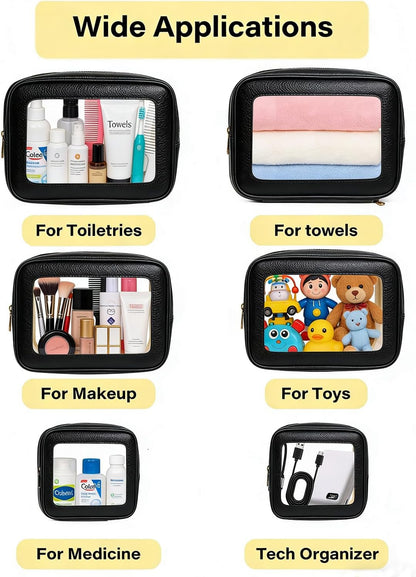 Diaper Bag Organizer Pouch Set, Waterproof Travel Clear Makeup Bag Set for Women Small Toiletry Bag Travel Packing Organizer Bags Cosmetic Case with Zipper Compact Car Organizer Bag