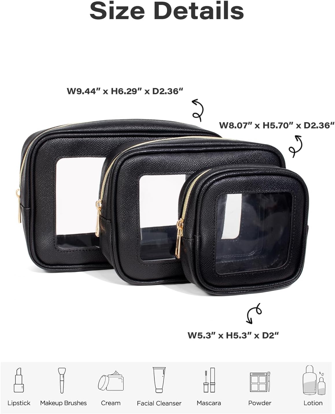 Diaper Bag Organizer Pouch Set, Waterproof Travel Clear Makeup Bag Set for Women Small Toiletry Bag Travel Packing Organizer Bags Cosmetic Case with Zipper Compact Car Organizer Bag