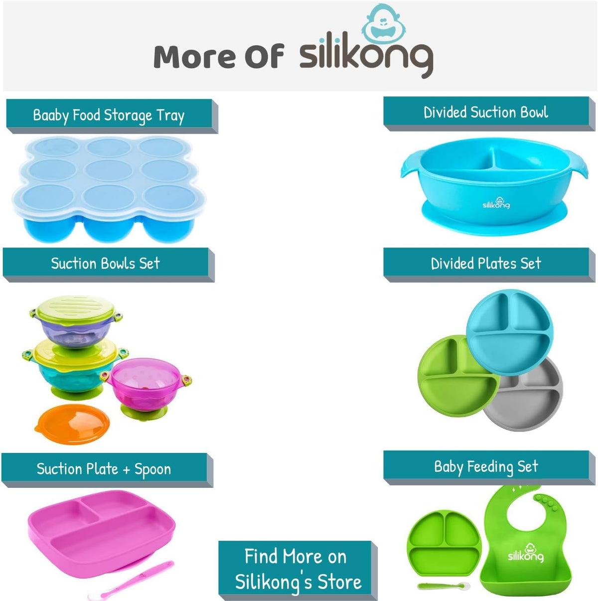 Suction Plate for Toddlers | BPA Free, 100% Food-Grade Silicone | Microwave, Dishwasher and Oven Safe | Stay Put Divided Baby Feeding Plates