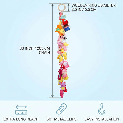 2-Piece Stuffed Animal Chain Chain-80 Inches,Stuffed Animal Holder,Hanging Stuffed Animal Storage,And Stuffed Animal Display As A Wall Decoration In A Childrens Room Corner Stuffed Animal Storage