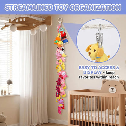 2-Piece Stuffed Animal Chain Chain-80 Inches,Stuffed Animal Holder,Hanging Stuffed Animal Storage,And Stuffed Animal Display As A Wall Decoration In A Childrens Room Corner Stuffed Animal Storage