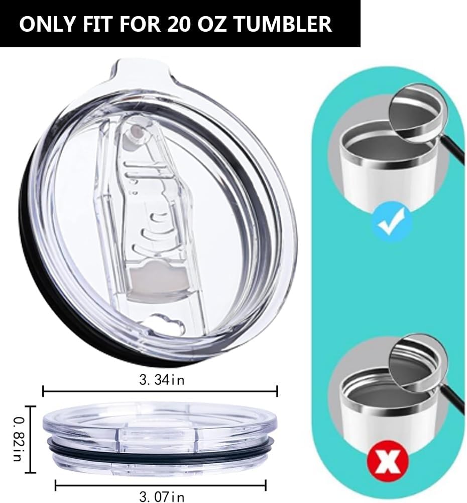 2 Pack 20 oz Replacement Lids Compatible for YETI 20 Stainless Steel Tumbler Travel Mug,Spill Proof Splash Resistant Silicone Sliding Covers,Straw Friendly, BPA Free