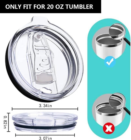 2 Pack 20 oz Replacement Lids Compatible for YETI 20 Stainless Steel Tumbler Travel Mug,Spill Proof Splash Resistant Silicone Sliding Covers,Straw Friendly, BPA Free