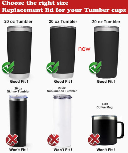 2 Pack 20 oz Replacement Lids Compatible for YETI 20 Stainless Steel Tumbler Travel Mug,Spill Proof Splash Resistant Silicone Sliding Covers,Straw Friendly, BPA Free