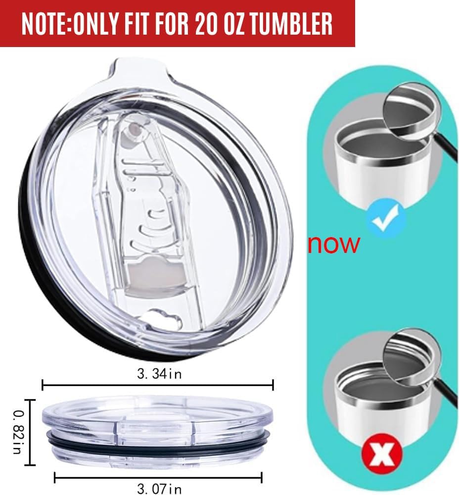 2 Pack 20 oz Replacement Lids Compatible for YETI 20 Stainless Steel Tumbler Travel Mug,Spill Proof Splash Resistant Silicone Sliding Covers,Straw Friendly, BPA Free