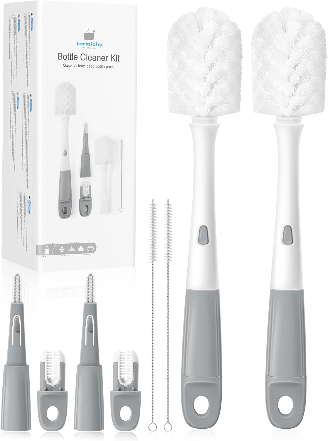 Baby Bottle Brush Set: 2 Pack Kit 360° Clean All Feeding Essential