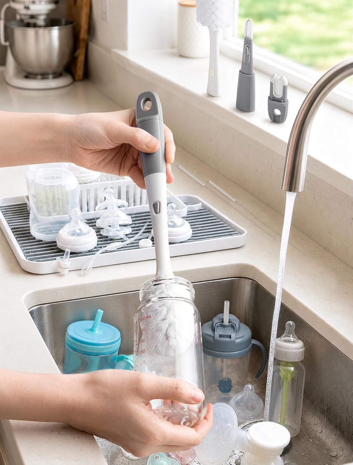 Baby Bottle Brush Set: 2 Pack Kit 360° Clean All Feeding Essential