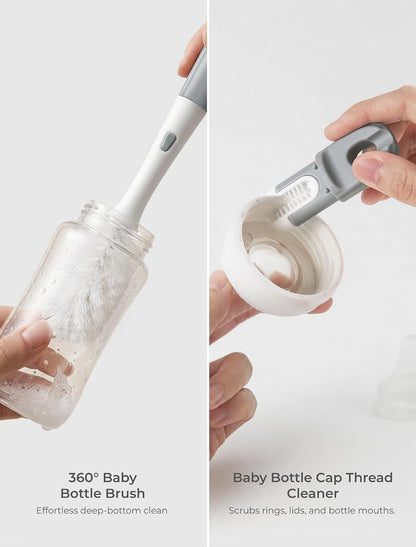 Baby Bottle Brush Set: 2 Pack Kit 360° Clean All Feeding Essential