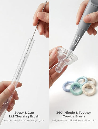 Baby Bottle Brush Set: 2 Pack Kit 360° Clean All Feeding Essential