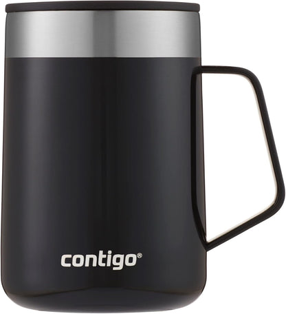 Streeterville Desk Mug, Insulated Coffee Mug with Stainless Steel Handle, Coffee to go Mug with lid, Keeps Coffee and Tea Warm for up to 5 Hours, Ideal for Office & Home, 410 ml