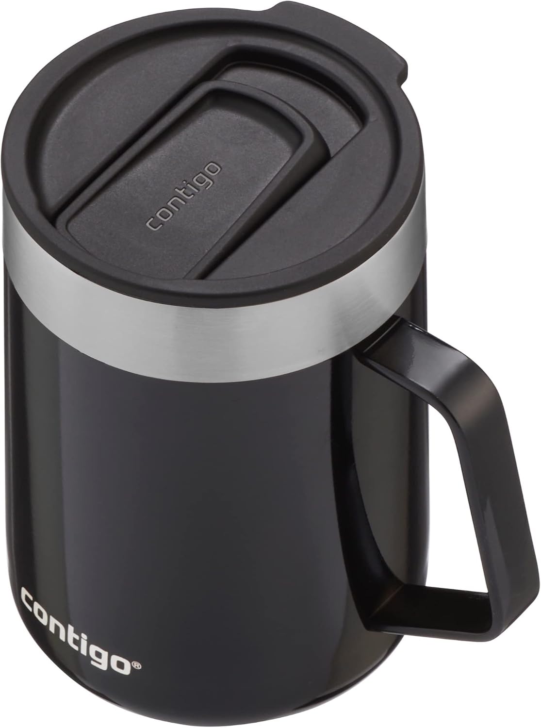 Streeterville Desk Mug, Insulated Coffee Mug with Stainless Steel Handle, Coffee to go Mug with lid, Keeps Coffee and Tea Warm for up to 5 Hours, Ideal for Office & Home, 410 ml
