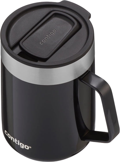 Streeterville Desk Mug, Insulated Coffee Mug with Stainless Steel Handle, Coffee to go Mug with lid, Keeps Coffee and Tea Warm for up to 5 Hours, Ideal for Office & Home, 410 ml