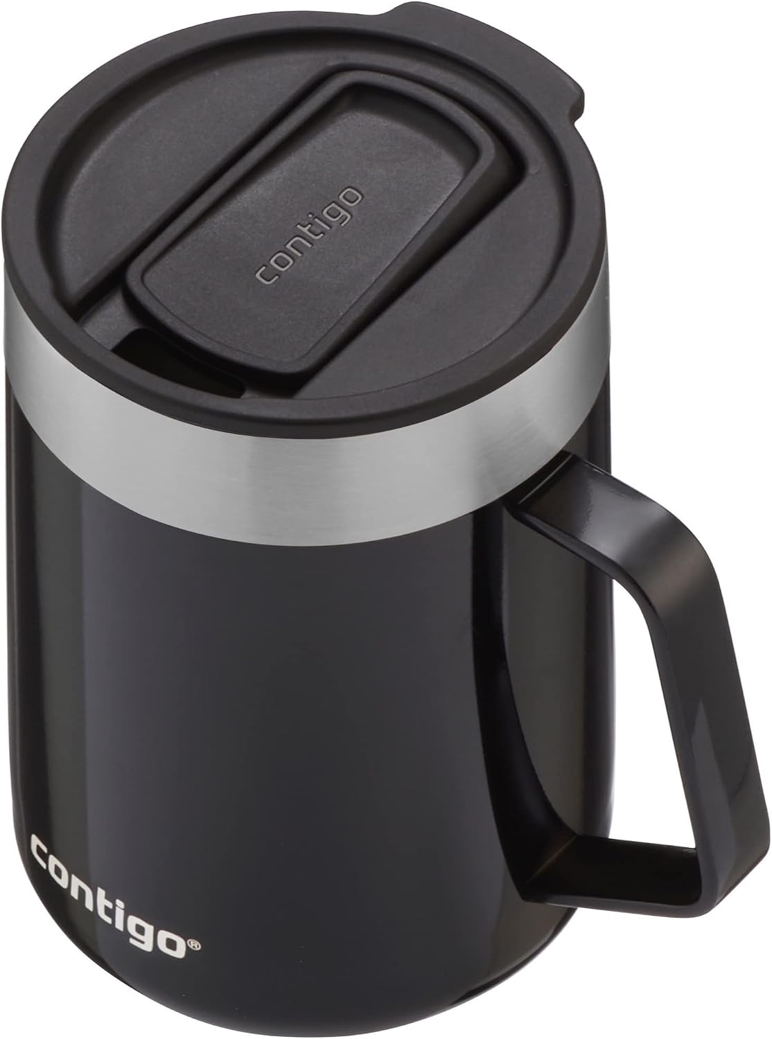 Streeterville Desk Mug, Insulated Coffee Mug with Stainless Steel Handle, Coffee to go Mug with lid, Keeps Coffee and Tea Warm for up to 5 Hours, Ideal for Office & Home, 410 ml