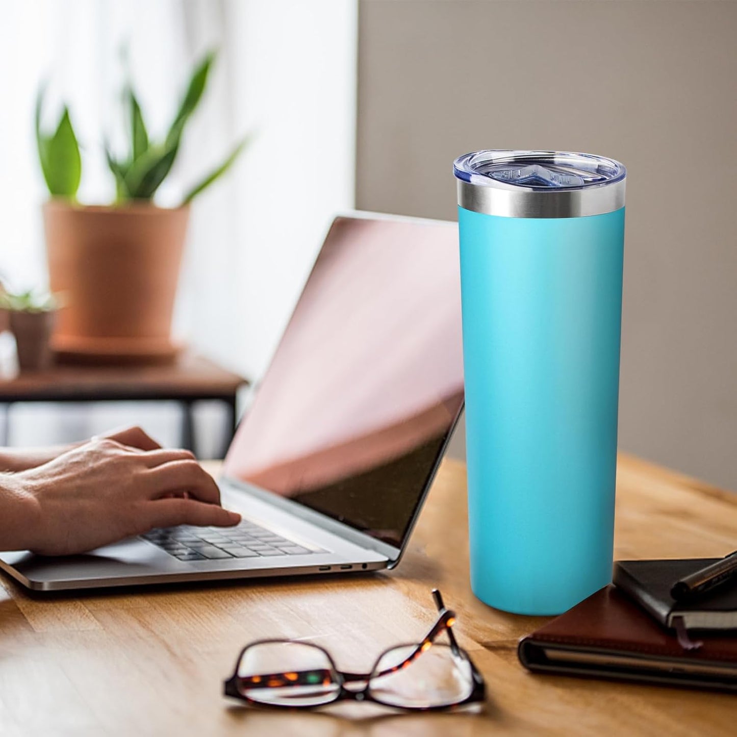 20 oz Skinny Tumbler with Lid and Straw,Stainless Steel Vacuum Insulated Tumbler Cup Double Wall Leak-proof Coffee Mug,Travel Thermal Water Tumbler for Home,Office,Outdoor(Black,1)
