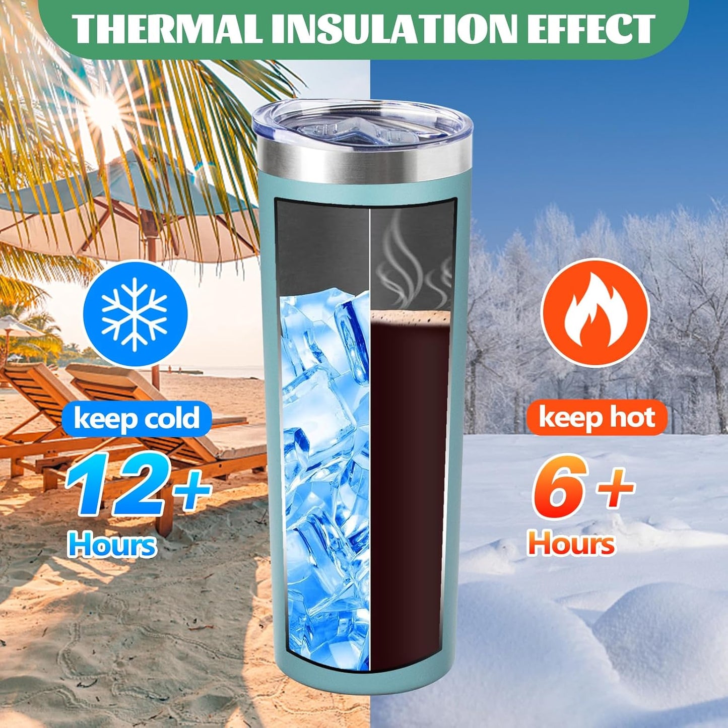 20 oz Skinny Tumbler with Lid and Straw,Stainless Steel Vacuum Insulated Tumbler Cup Double Wall Leak-proof Coffee Mug,Travel Thermal Water Tumbler for Home,Office,Outdoor(Black,1)