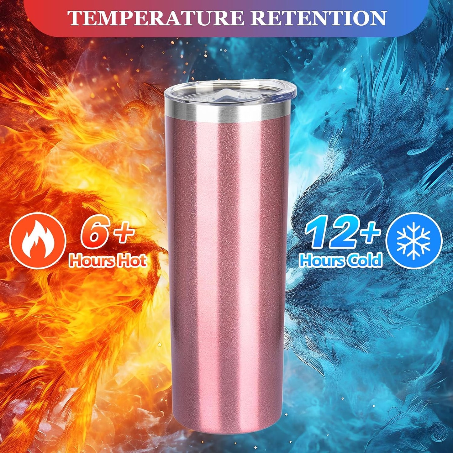 20 oz Skinny Tumbler with Lid and Straw,Stainless Steel Vacuum Insulated Tumbler Cup Double Wall Leak-proof Coffee Mug,Travel Thermal Water Tumbler for Home,Office,Outdoor(Black,1)