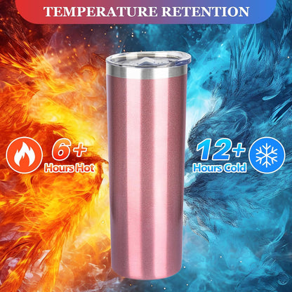 20 oz Skinny Tumbler with Lid and Straw,Stainless Steel Vacuum Insulated Tumbler Cup Double Wall Leak-proof Coffee Mug,Travel Thermal Water Tumbler for Home,Office,Outdoor(Black,1)