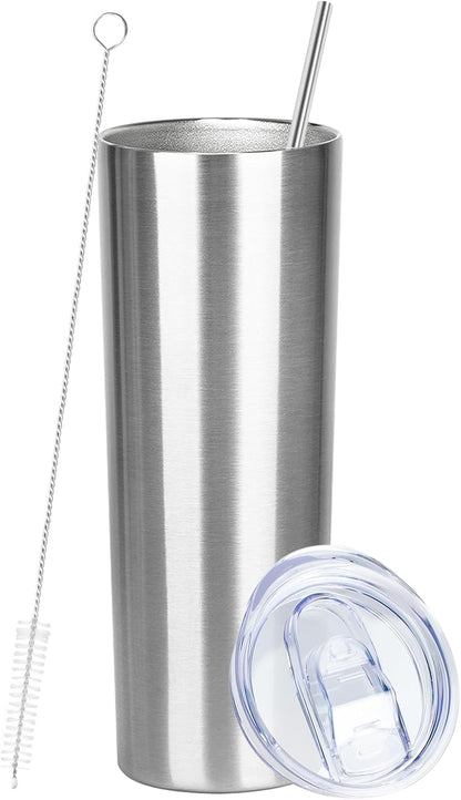 20 oz Skinny Tumbler with Lid and Straw,Stainless Steel Vacuum Insulated Tumbler Cup Double Wall Leak-proof Coffee Mug,Travel Thermal Water Tumbler for Home,Office,Outdoor(Black,1)