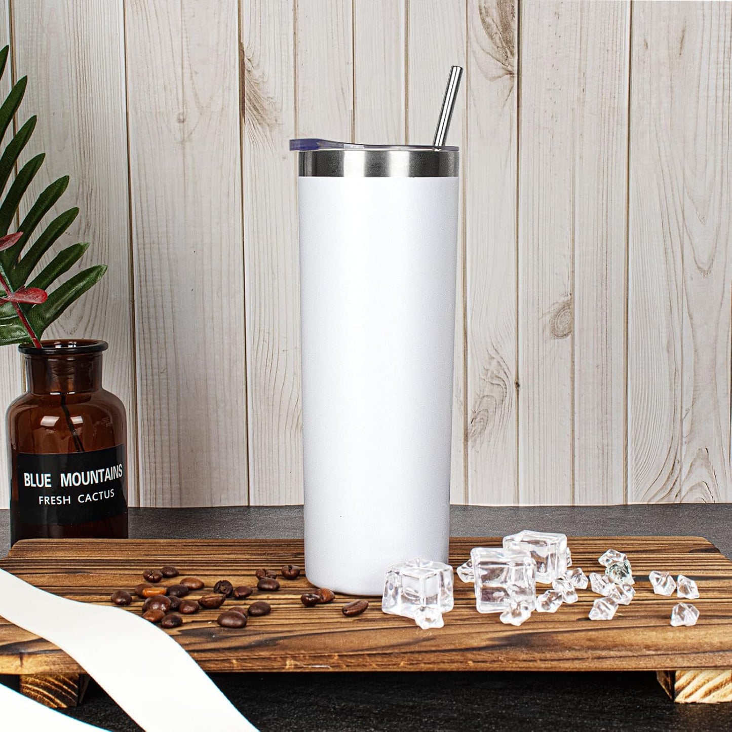 20 oz Skinny Tumbler with Lid and Straw,Stainless Steel Vacuum Insulated Tumbler Cup Double Wall Leak-proof Coffee Mug,Travel Thermal Water Tumbler for Home,Office,Outdoor(Black,1)