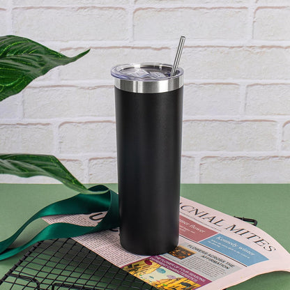20 oz Skinny Tumbler with Lid and Straw,Stainless Steel Vacuum Insulated Tumbler Cup Double Wall Leak-proof Coffee Mug,Travel Thermal Water Tumbler for Home,Office,Outdoor(Black,1)