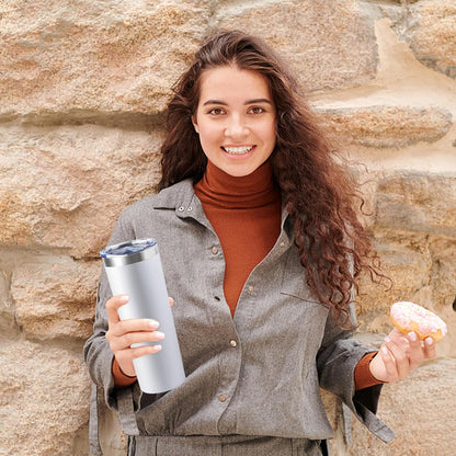 20 oz Skinny Tumbler with Lid and Straw,Stainless Steel Vacuum Insulated Tumbler Cup Double Wall Leak-proof Coffee Mug,Travel Thermal Water Tumbler for Home,Office,Outdoor(Black,1)