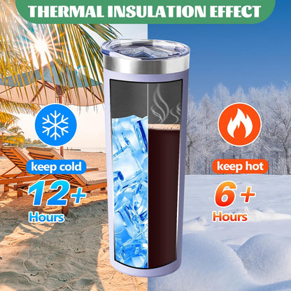 20 oz Skinny Tumbler with Lid and Straw,Stainless Steel Vacuum Insulated Tumbler Cup Double Wall Leak-proof Coffee Mug,Travel Thermal Water Tumbler for Home,Office,Outdoor(Black,1)
